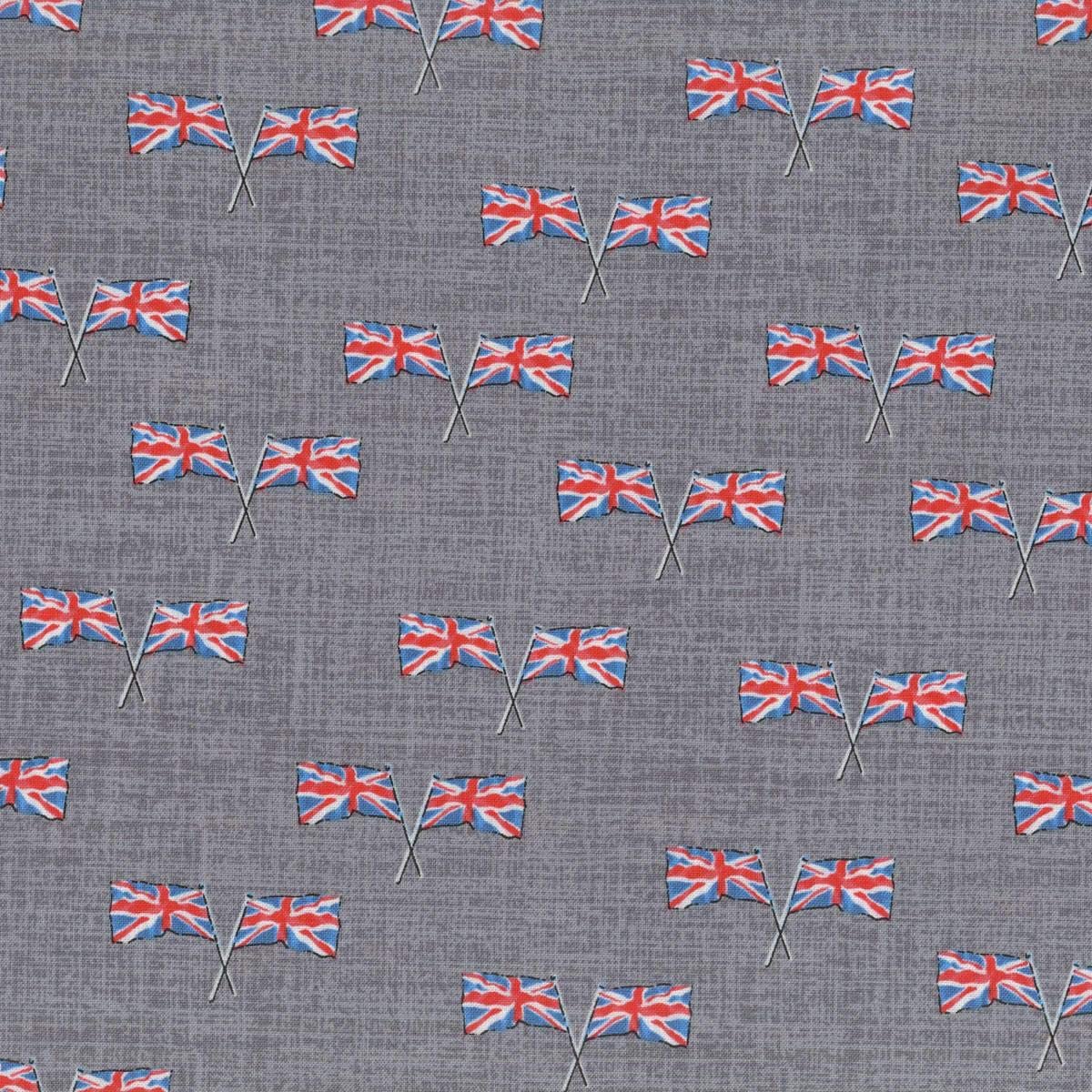 London Union Jacks United Kingdom Flags Gray Whistler Studios Windham Cotton Fabric