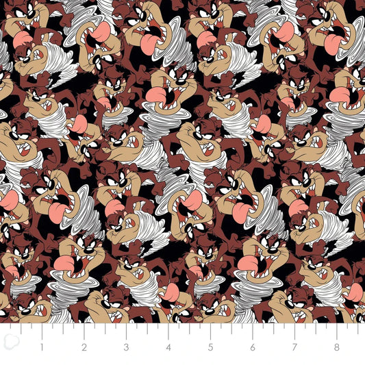 Looney Tunes Taz Expressions Black Camelot Cotton Fabric