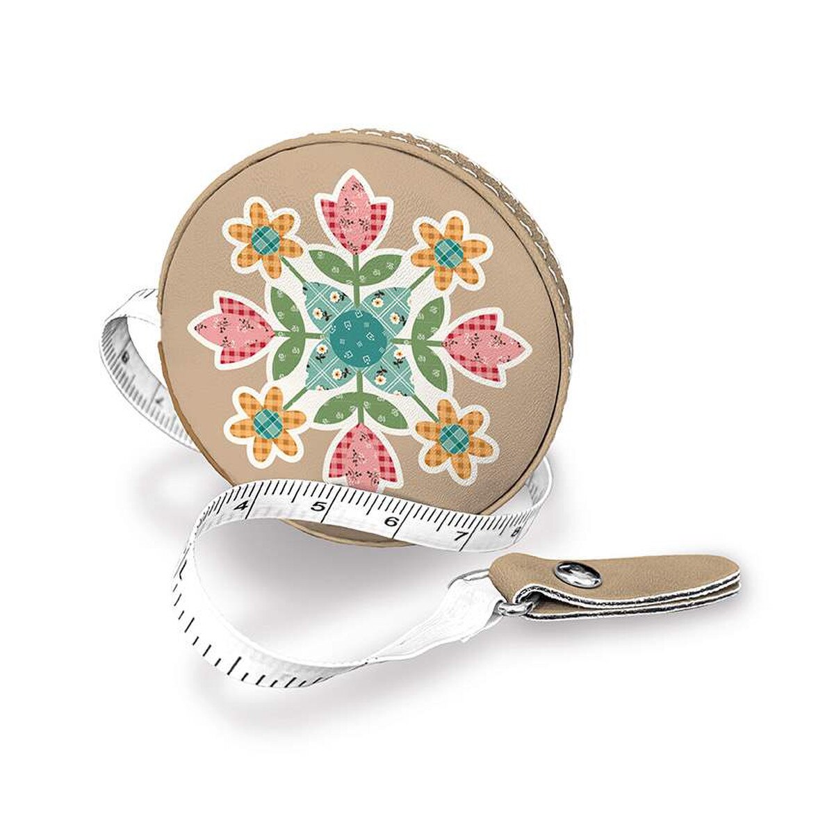 Lori Holt Limited Edition Tape Measure Display 2 3/4" x 2 3/4" x 3/4" Brown Teal Red Pink Riley Blake Designs