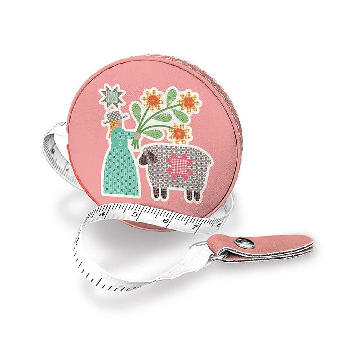 Lori Holt Limited Edition Tape Measure Display 2 3/4" x 2 3/4" x 3/4" Brown Teal Red Pink Riley Blake Designs