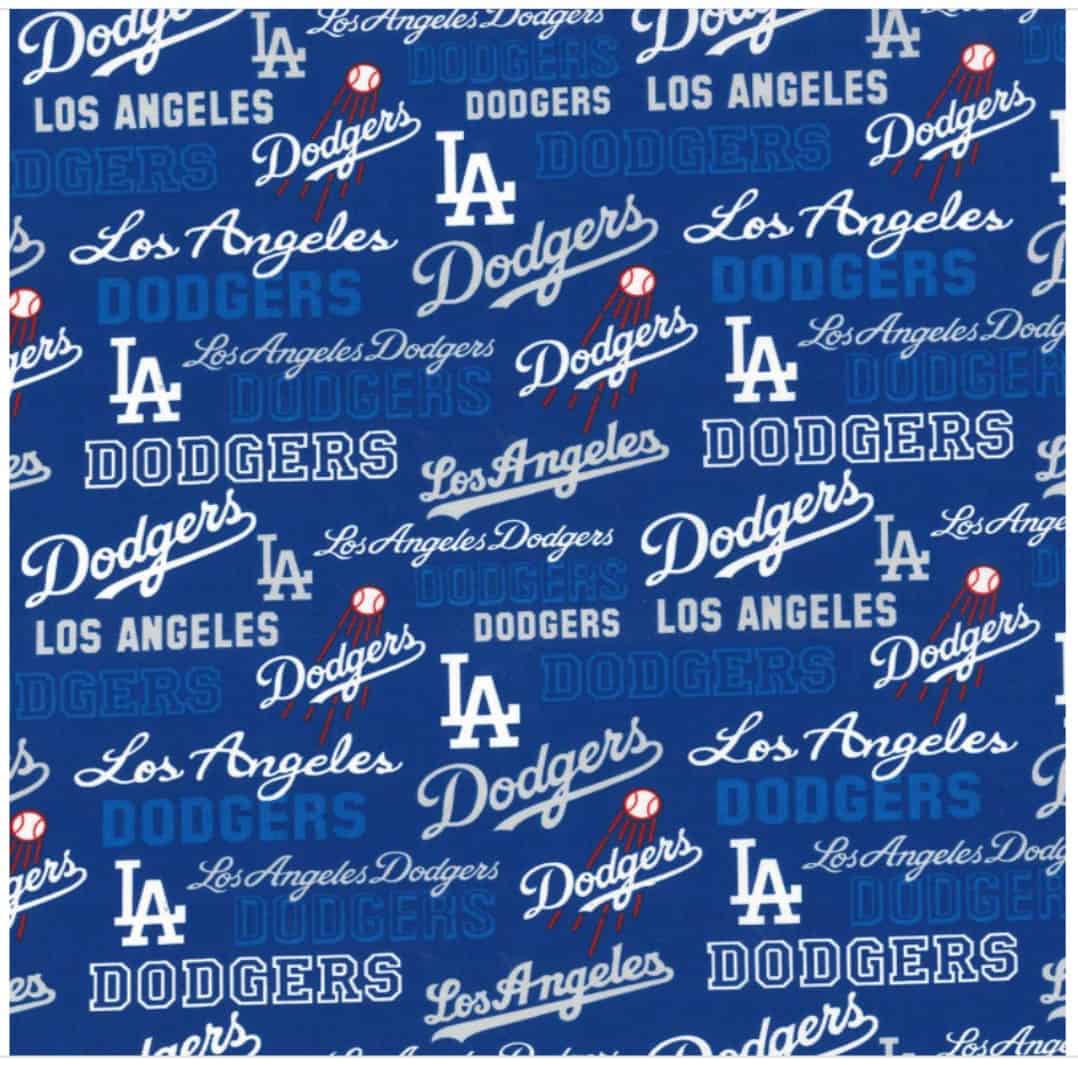 Los Angeles Dodgers MLB Baseball Text Word Name and Logo Fabric Traditions Cotton Fabric