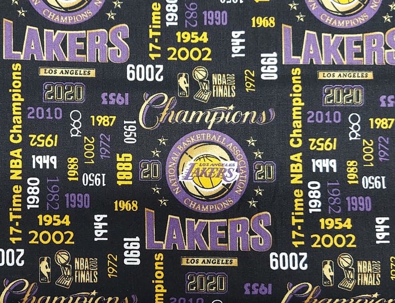 Los Angeles LA Lakers NBA 2020 Championship Camelot Cotton Fabric