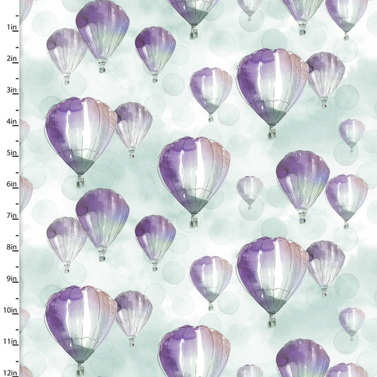 Lost in Paris Love in the Air Turquoise Scott Barnes 3 Wishes Cotton Fabric 3W-23704-TRQ