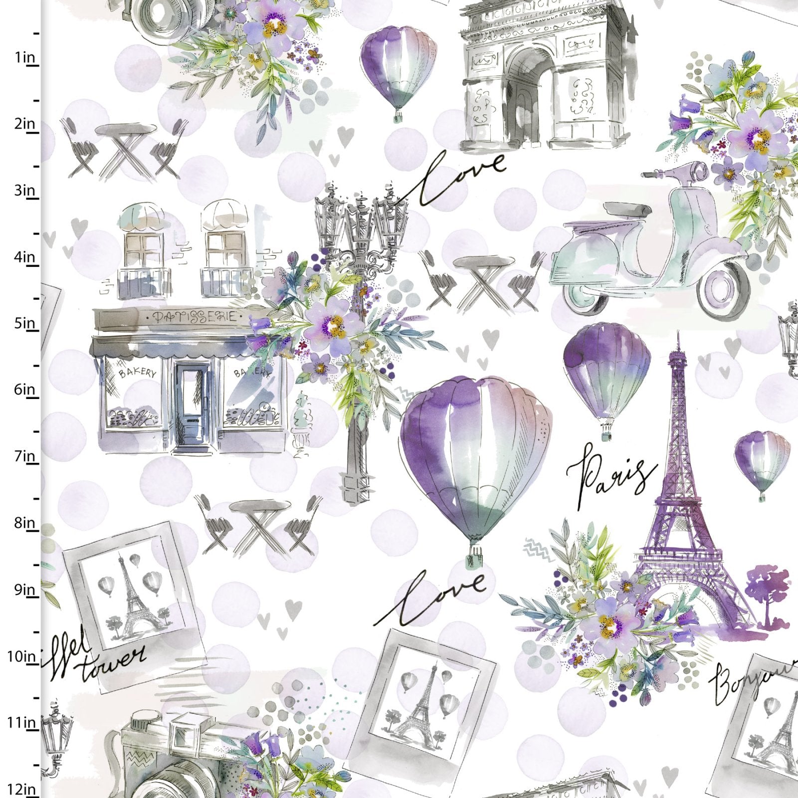 Lost in Paris Main White Scott Barnes 3 Wishes Cotton Fabric 3W-23699 ...