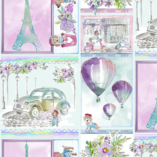 Lost in Paris Picturesque Scenic Multi Scott Barnes 3 Wishes Cotton Fabric 3W-23700-MLT