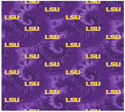 Louisiana State University LSU Tigers NCAA College Tie Dye Sykel Cotton Fabric