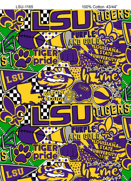 Louisiana State University LSU Tigers NCAA College Pop Art Sykel Cotton Fabric