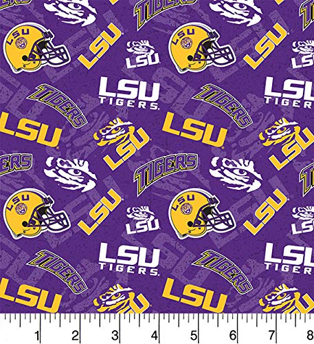 Louisiana State University LSU Tigers NCAA College Tone on Tone Sykel Cotton Fabric