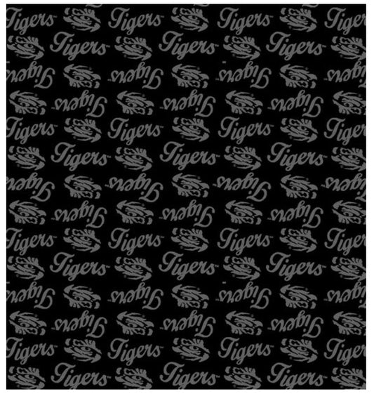 Louisiana State Tigers NCAA College Black on Black Mini Pigment Print Sykel Enterprises Cotton Fabric LSU-1393-BL