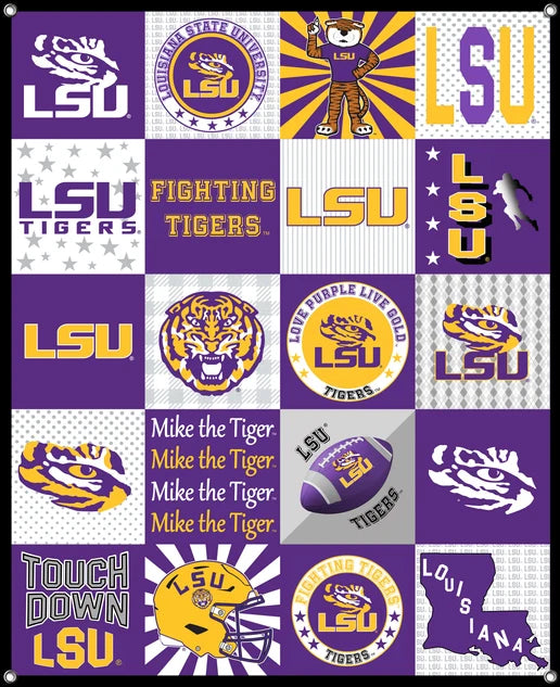 Louisiana State LSU Tigers NCAA College Shirt Spirit Banner 58x47 inches Sykel Enterprises 4 Grommets Polyester Fabric LSU-5003