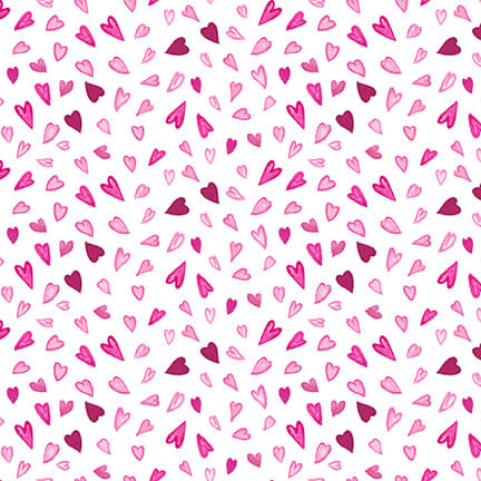 Love is the Air Allover Hearts White Lanie Laureth Blank Quilting Cotton Fabric