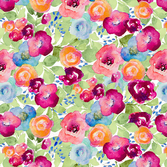 Love is the Air Large Floral Pink Lanie Loreth Blank Quilting Cotton Fabric