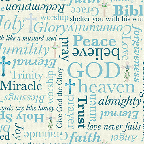Love Never Fails Religious Words Lucca Sheppard Blank Quilting Cotton Fabric BQ-3920-41