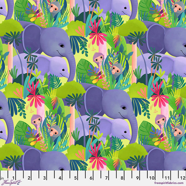Love in the Wild Love in the Jungle Green Daughter Earth Katy Tanis Free Spirit Cotton Fabric FS-PWKT044.XGREEN