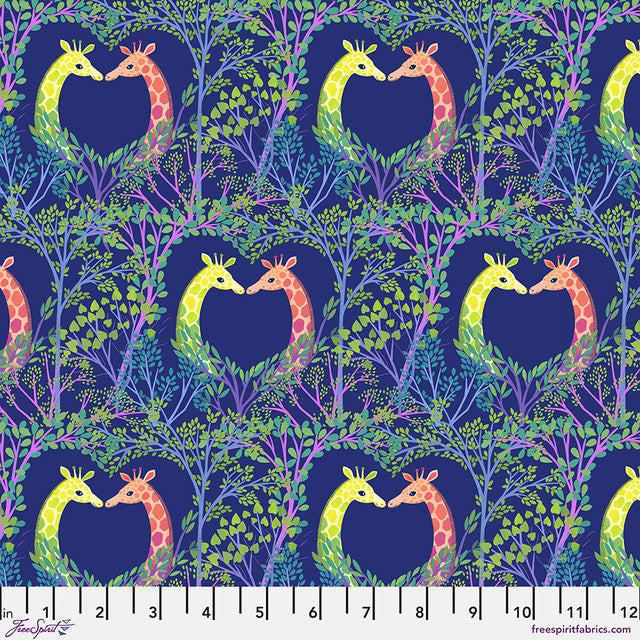 Love in the Wild Love in the Trees Blue Daughter Earth Katy Tanis Free Spirit Cotton Fabric FS-PWKT043.XBLUE