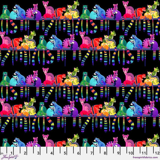 Love in the Wild Ringtail Love Night Black Daughter Earth Katy Tanis Free Spirit Cotton Fabric FS-PWKT039.XBLACK