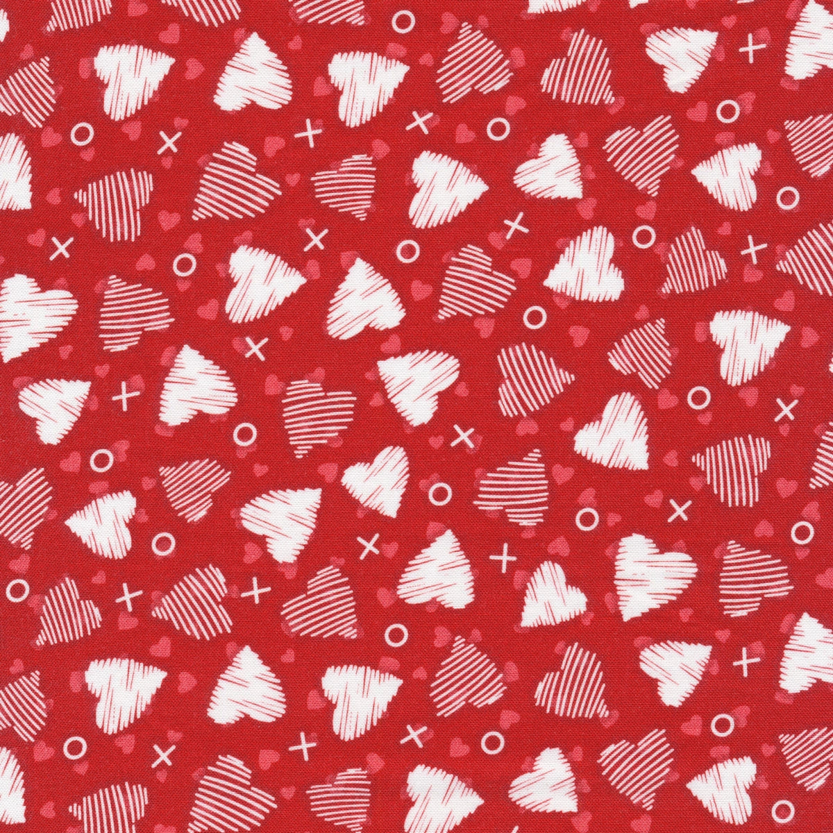 Lovey Dovey Doodle Heart Tossed Tonal Red Patrick Lose Northcott Cotton Fabric