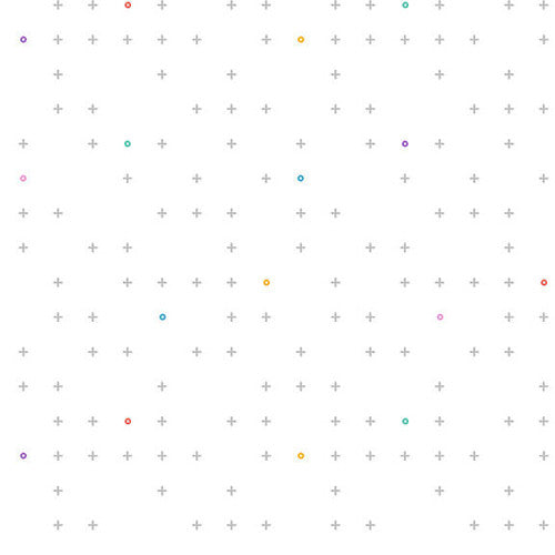 Lower The Volume Crosses and O's White Blank Quilting Cotton Fabric BQ-1955-01