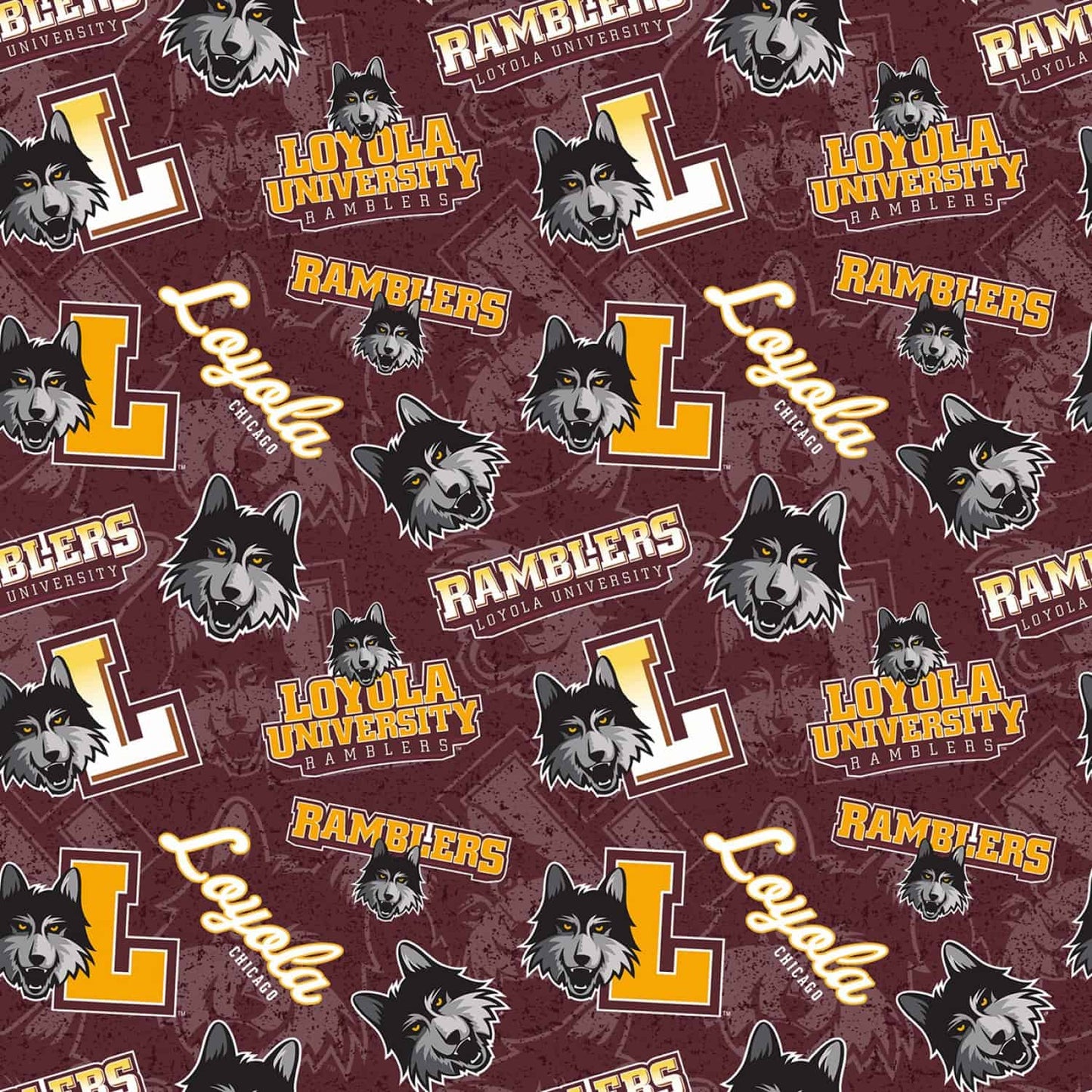 Loyola Chicago Ramblers NCAA College Tone on Tone Sykel Cotton Fabric