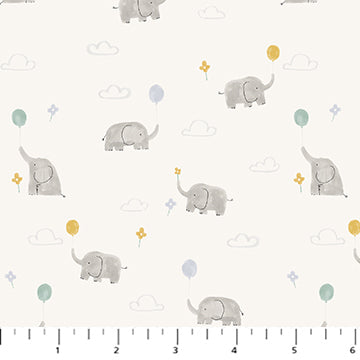 Lucky Day Balloons Elephants Cream Jillian Philips Figo Cotton FLANNEL Fabric