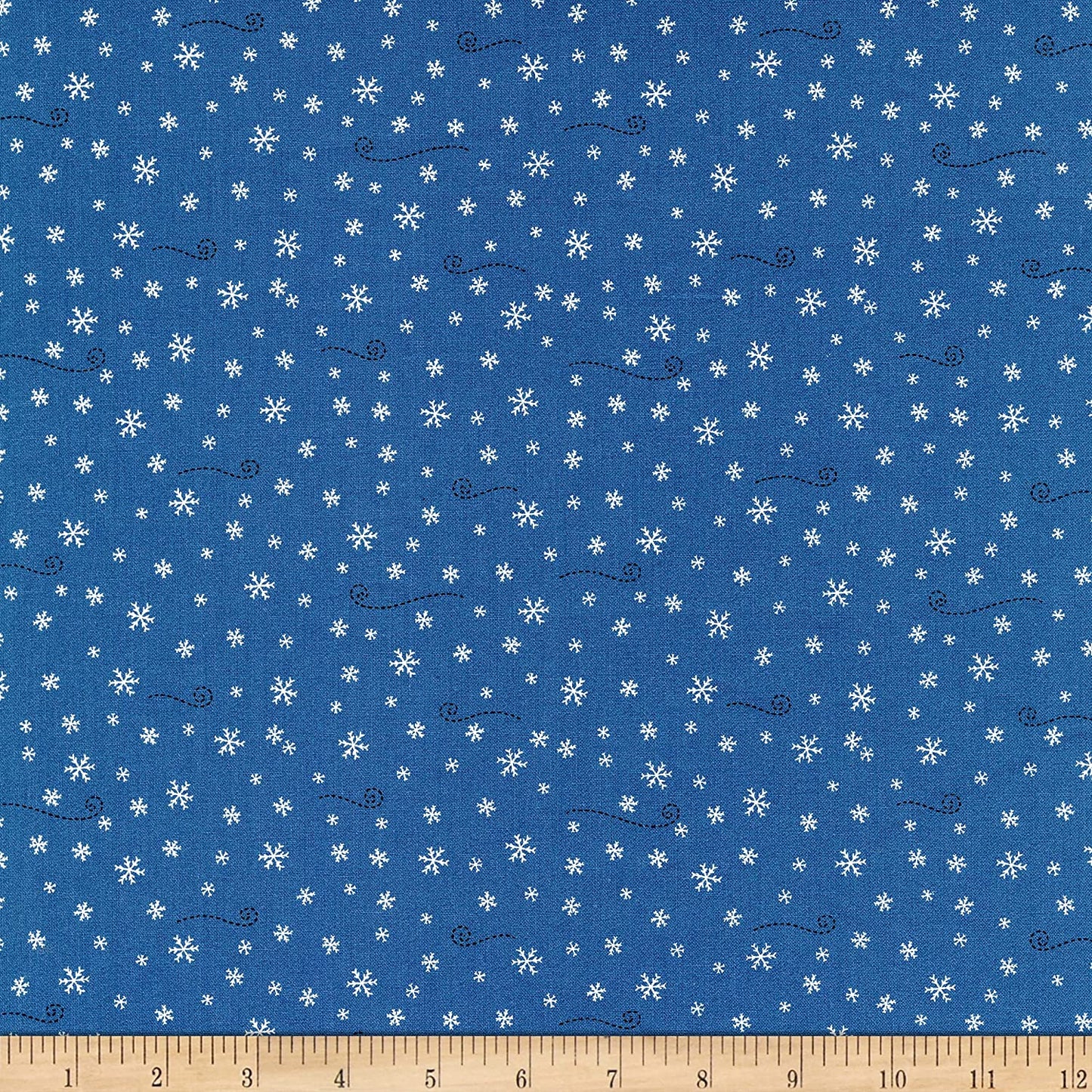 Lumber Jack and Jane Snowflakes Scroll Blue Whistler Studios Windham Cotton Fabric