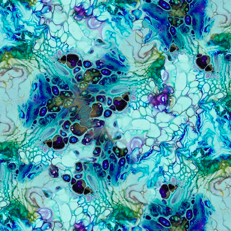 Luminous Fizz in Blue and Green Ocllo Mason Quilting Treasures Cotton Fabric