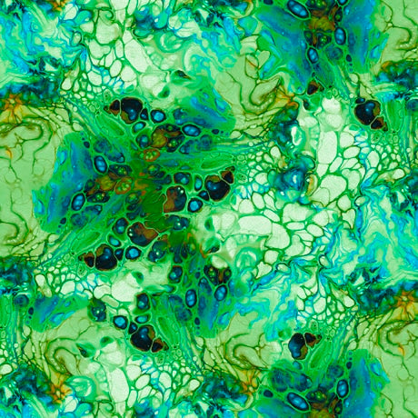 Luminous Fizz in Green and Blue Ocllo Mason Quilting Treasures Cotton Fabric