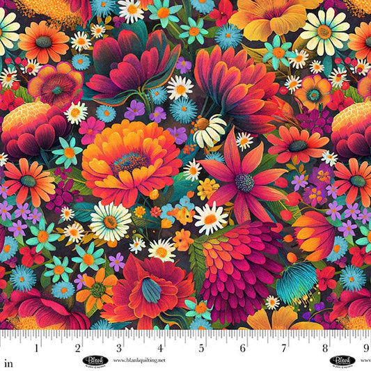 Luminous Haven Dense Floral Multi Duirwaigh Blank Quilting Cotton Fabric BQ-4455-33