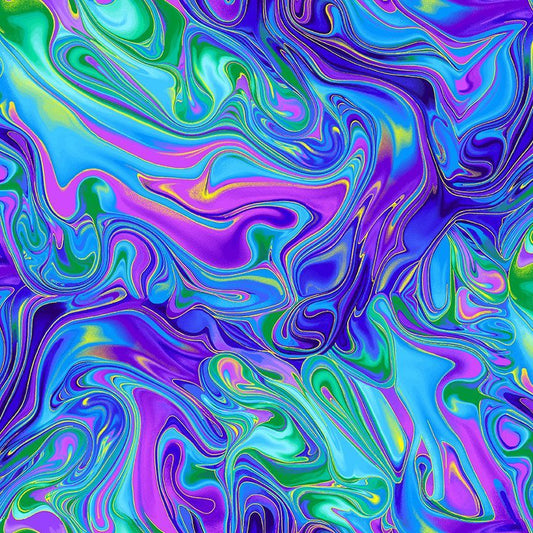Luminous Swirly Pattern Metallic Multi Chong-A-Hwang Timeless Treasures Cotton Fabric