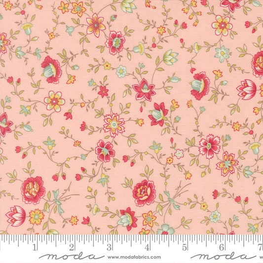 Lyda Rose Rose Floral with Sprigs Pink Bunny Hill Designs Moda Cotton Fabric MD-3073-18