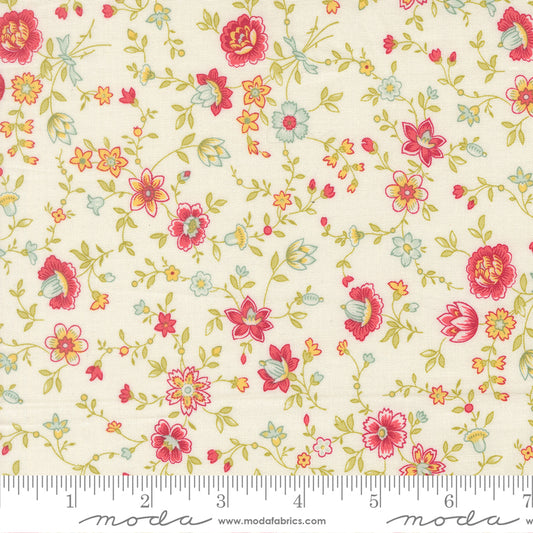 Lyda Rose Rose Floral with Sprigs Porcelain Ivory Bunny Hill Designs Moda Cotton Fabric MD-3073-11