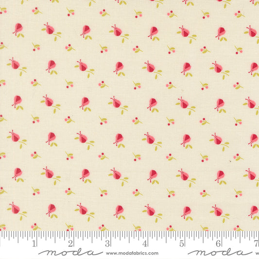 Lyda Rose Ladybugs and Flowers Porcelain Ivory Bunny Hill Designs Moda Cotton Fabric MD-3075-11