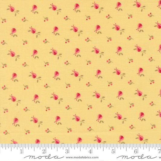 Lyda Rose Ladybugs and Flowers Sunwashed Yellow Bunny Hill Designs Moda Cotton Fabric MD-3075-14