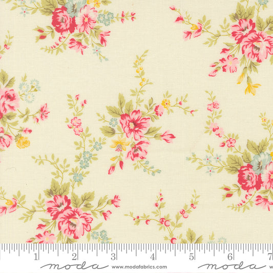 Lyda Rose Main Floral Porcelain Ivory Bunny Hill Designs Moda Cotton Fabric MD-3070-11