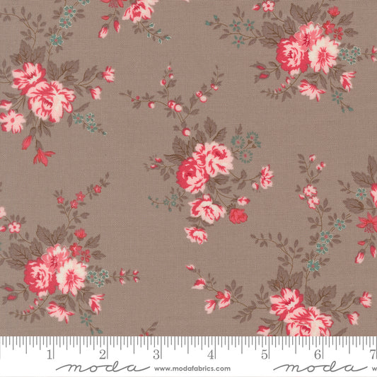 Lyda Rose Main Floral Stone Grey Beige Bunny Hill Designs Moda Cotton Fabric MD-3070-22