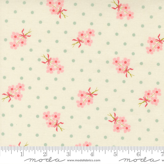 Lyda Rose Small Floral Bouquet with Dots Porcelain Ivory Bunny Hill Designs Moda Cotton Fabric MD-3072-11