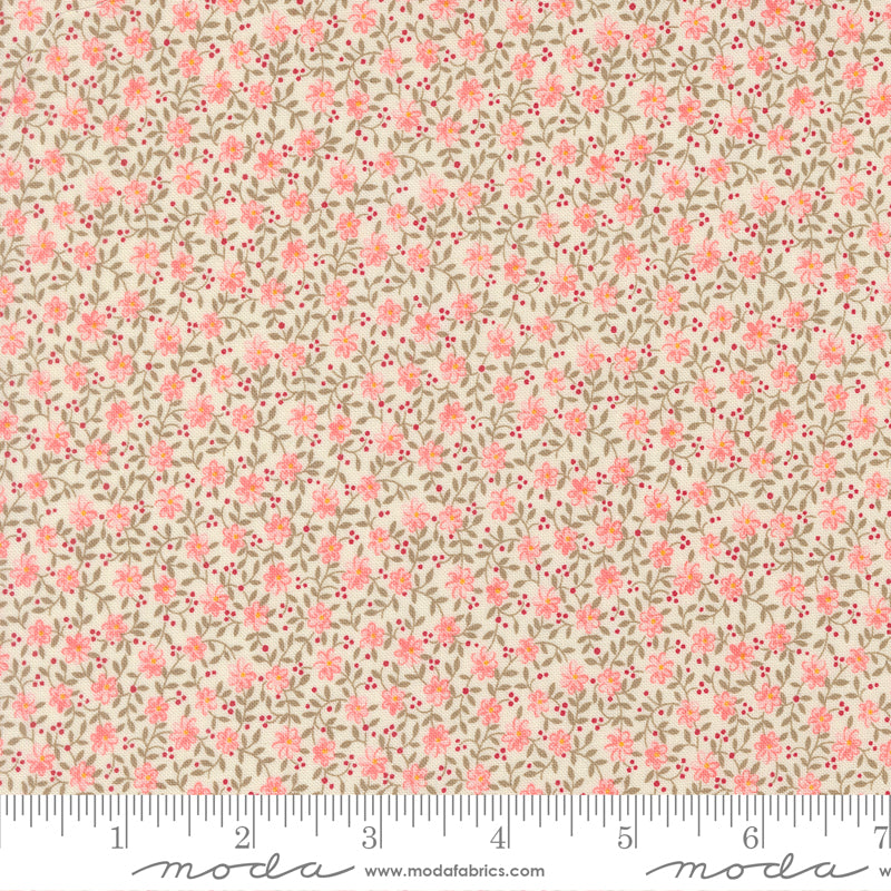 Lyda Rose Small Floral Packed Porcelain Pink Ivory Bunny Hill Designs Moda Cotton Fabric MD-3076-11