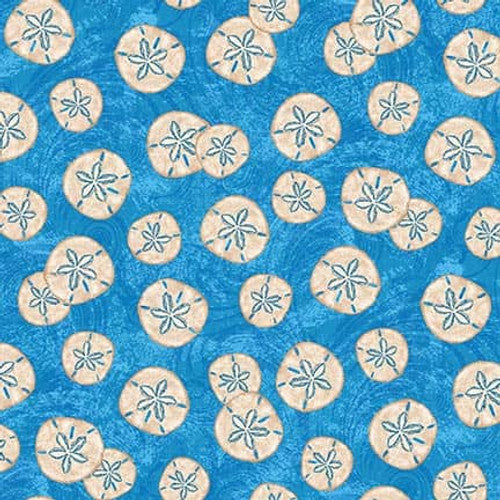 M'Ocean Tossed Sand Dollars Blue Victoria Hutto Studio E Cotton Fabric