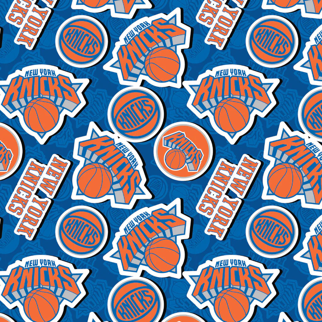 New York Knicks NBA Basketball 2023 Sticker Toss Multi Camelot Cotton Fabric