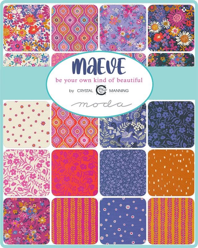 Maeve 5" Squares Charm Packs Crystal Manning Moda Cotton Fabric MD-11930PP