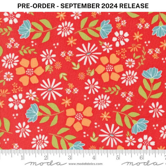 Pre-Sale - Laguna Sunrise Wild Rose Florals Geranium Red Sherri & Chelsi Moda Cotton Fabric