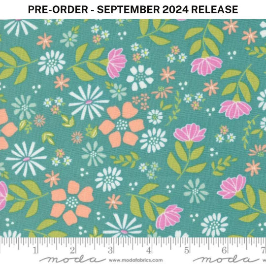 Pre-Sale - Laguna Sunrise Wild Rose Florals Teal Blue Green Sherri & Chelsi Moda Cotton Fabric