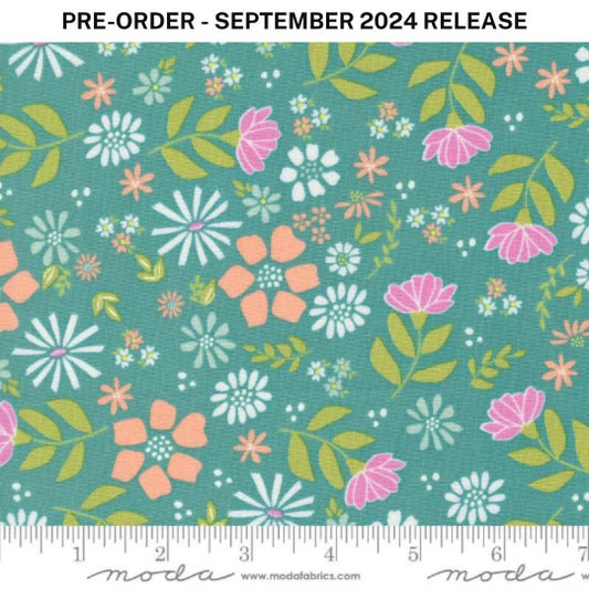 Pre-Sale - Laguna Sunrise Wild Rose Florals Teal Blue Green Sherri & Chelsi Moda Cotton Fabric