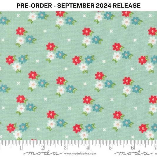 Pre-Sale - Laguna Sunrise Morning Glory Florals Home Town Sky Aqua Green Sherri & Chelsi Moda Cotton Fabric