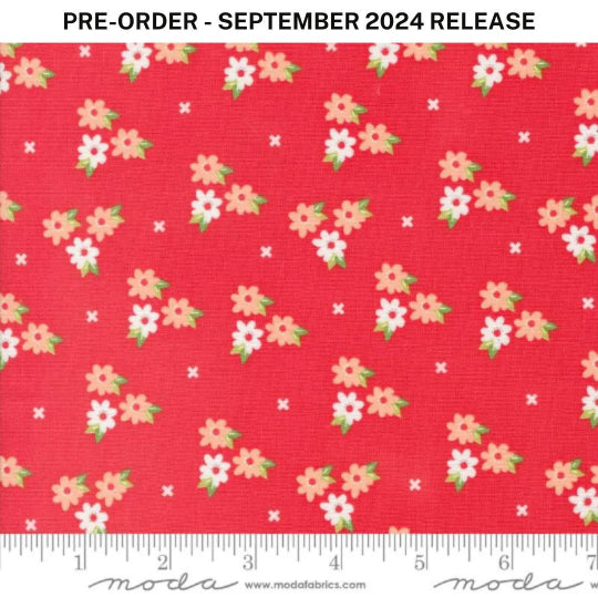 Pre-Sale - Laguna Sunrise Morning Glory Florals Geranium Red Sherri & Chelsi Moda Cotton Fabric