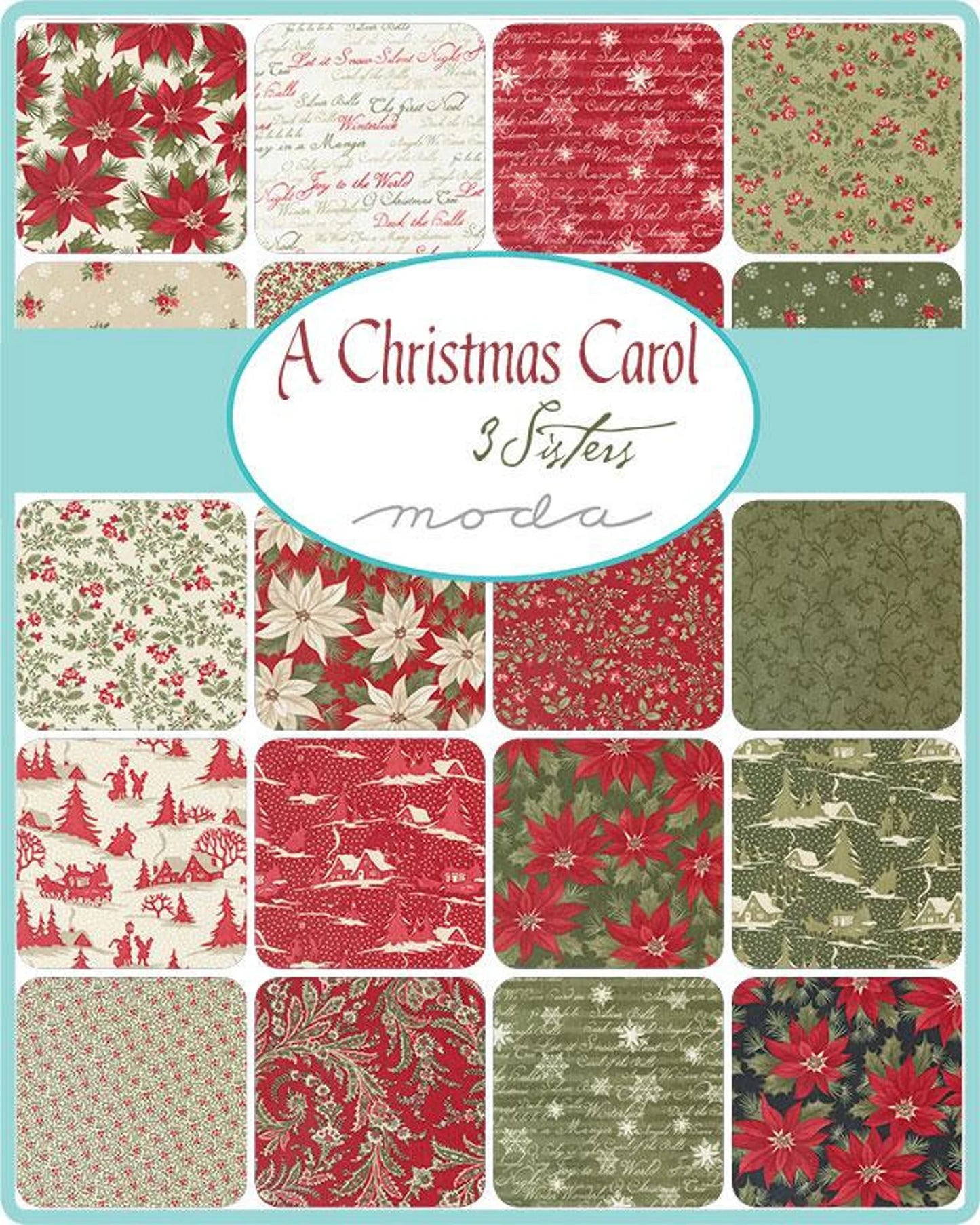 A Christmas Carol 10" Squares  Layer Cake 3 Sisters Moda Cotton Fabric MD-44350LC