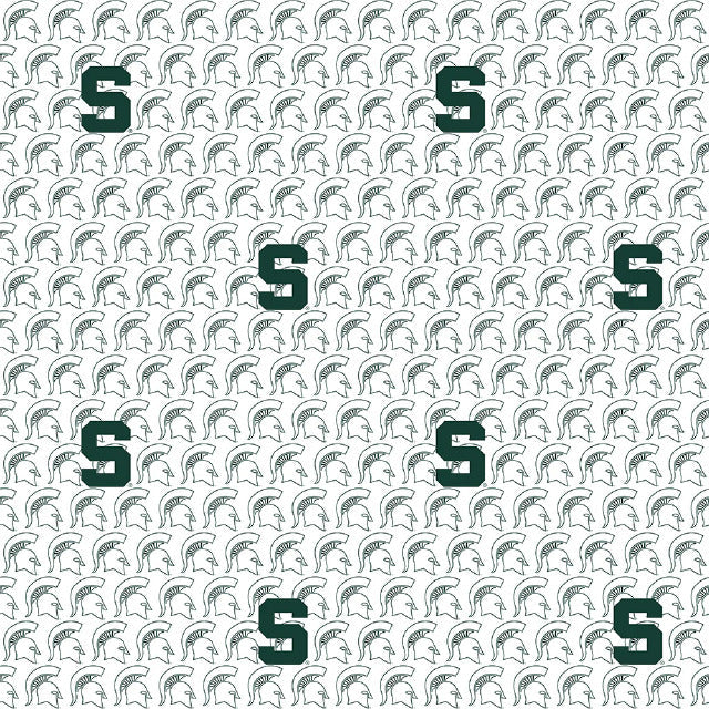 Michigan State Spartans NCAA College White Block Letter Sykel Cotton Fabric