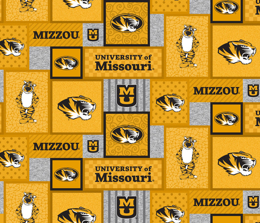 Missouri Tigers Mizzou NCAA College Patch Sykel Enterprises Polyester FLEECE Fabric MO-1177