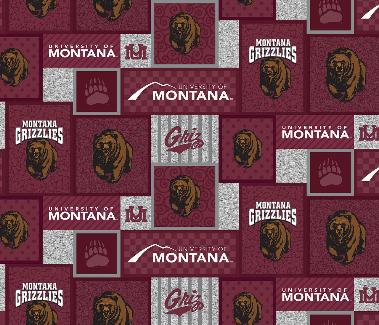 Montana Grizzlies NCAA College Patch Sykel Enterprises Polyester FLEECE Fabric MON-1177
