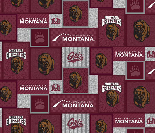 Montana Grizzlies NCAA College Patch Sykel Enterprises Polyester FLEECE Fabric MON-1177